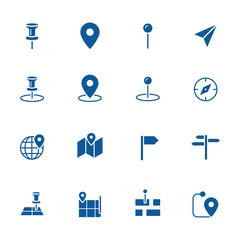 Map landmark location icons set