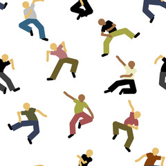 Dancing boys seamless vector pattern
