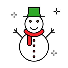 Snowman vector, Chirstmas related filled style editable outline icon