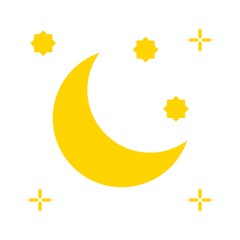 Moon and stars vector, Chirstmas related flat style icon