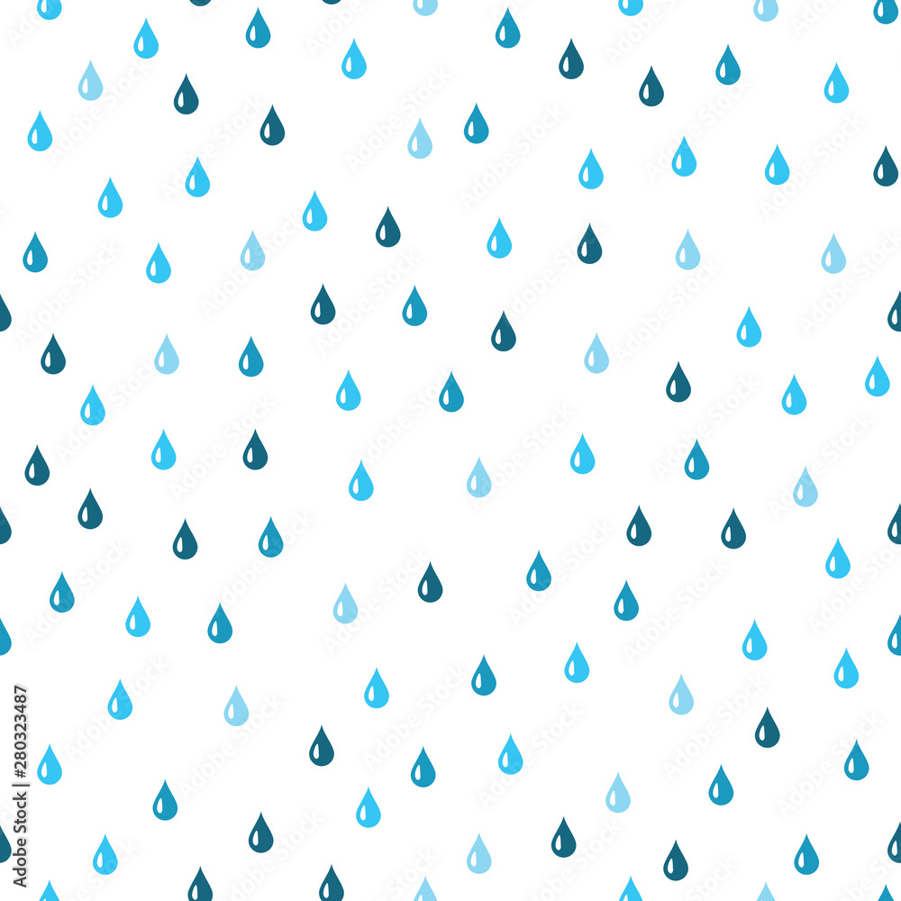 Poster blue water drop seamless pattern. vector background. seamless rain drops pattern background.