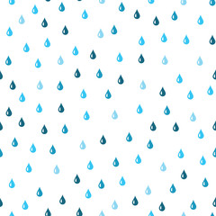 Blue Water drop seamless pattern. Vector background. Seamless rain drops pattern background.