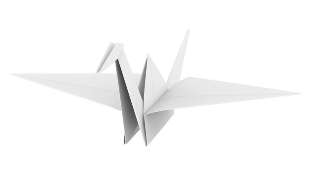 Origami Paper Crane Isolated