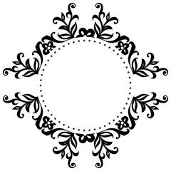 Black and white flower frame, template and design of greeting card. Vector