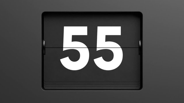 60 second countdown. A flip clock counts down from 60 seconds to zero. High quality 3d animation.