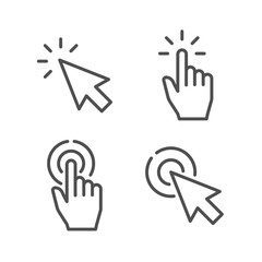 cursor and pointer vector line icons set