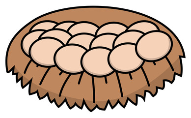 fresh eggs in a nest with straw
