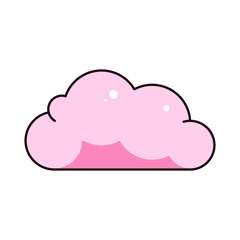 Cartoon bright coral cloud icon. Modern cloudy symbol for web. Weather sign 