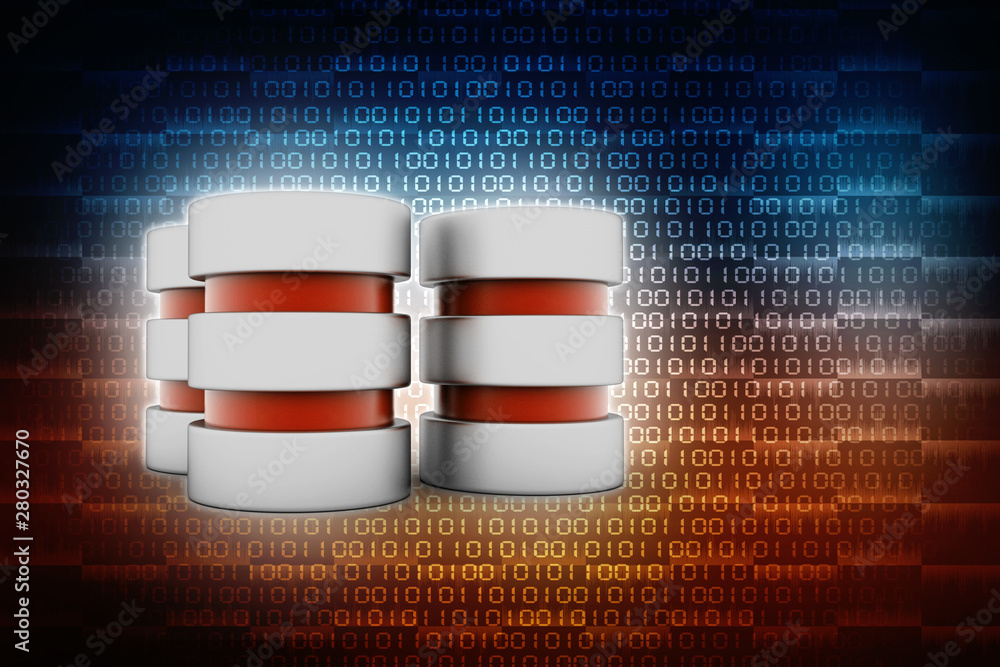 Poster 3d rendering database storage network concept