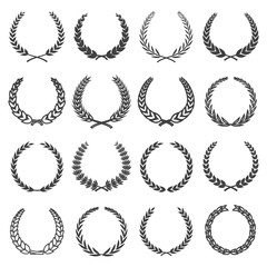 Obraz premium set of laurel wreaths vector silhouette