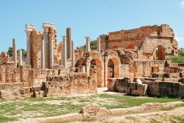 Fototapeta na wymiar Libya Tripoli Leptis Magna Roman archaeological site Unesco World Heritage Site