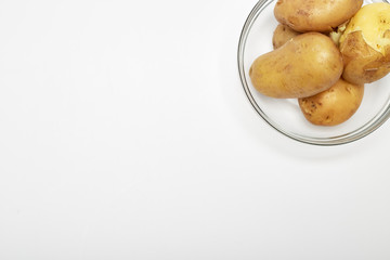 Boiled potatoes in a glass bowl