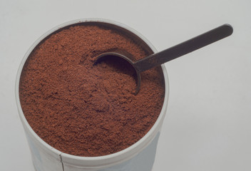 open can of fresh ground coffee