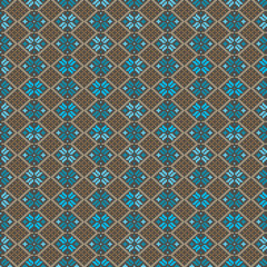 Ethnic ornaments pattern. Repeat pattern of blue and brown colors.