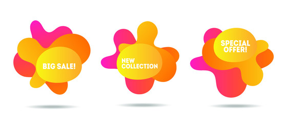 Modern liquid color badges set. Bright summer template for sale banners with trendy minimal design M  Автор: M