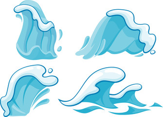 Naklejka premium Water Wave Cartoon Set