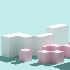 Abstract squares in blue background