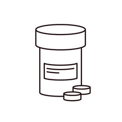 Outline medical bottle and pills icon. Medical, pharmacy, health care concept illustration