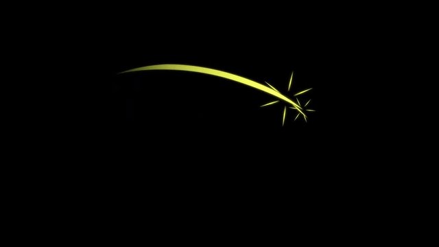 Sword Slash Glowing Yellow Lines Color on Black Background.