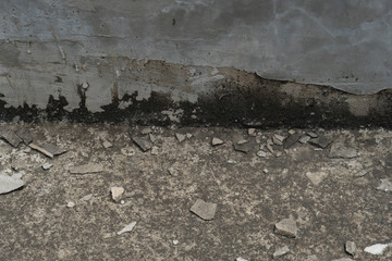 The floor of the cement wall that cracked on the floor.