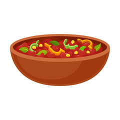 Brown beans with vegetables. Vector illustration on white background.