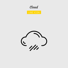 line icon symbol, weather forecast climate, cloud, rainy, Isolated flat outline vector design
