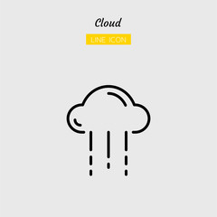 line icon symbol, weather forecast climate, cloud, rainy, Isolated flat outline vector design