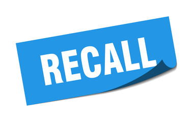 recall sticker. recall square isolated sign. recall