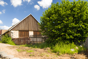 Beatiful spring rural landscape with blue sky