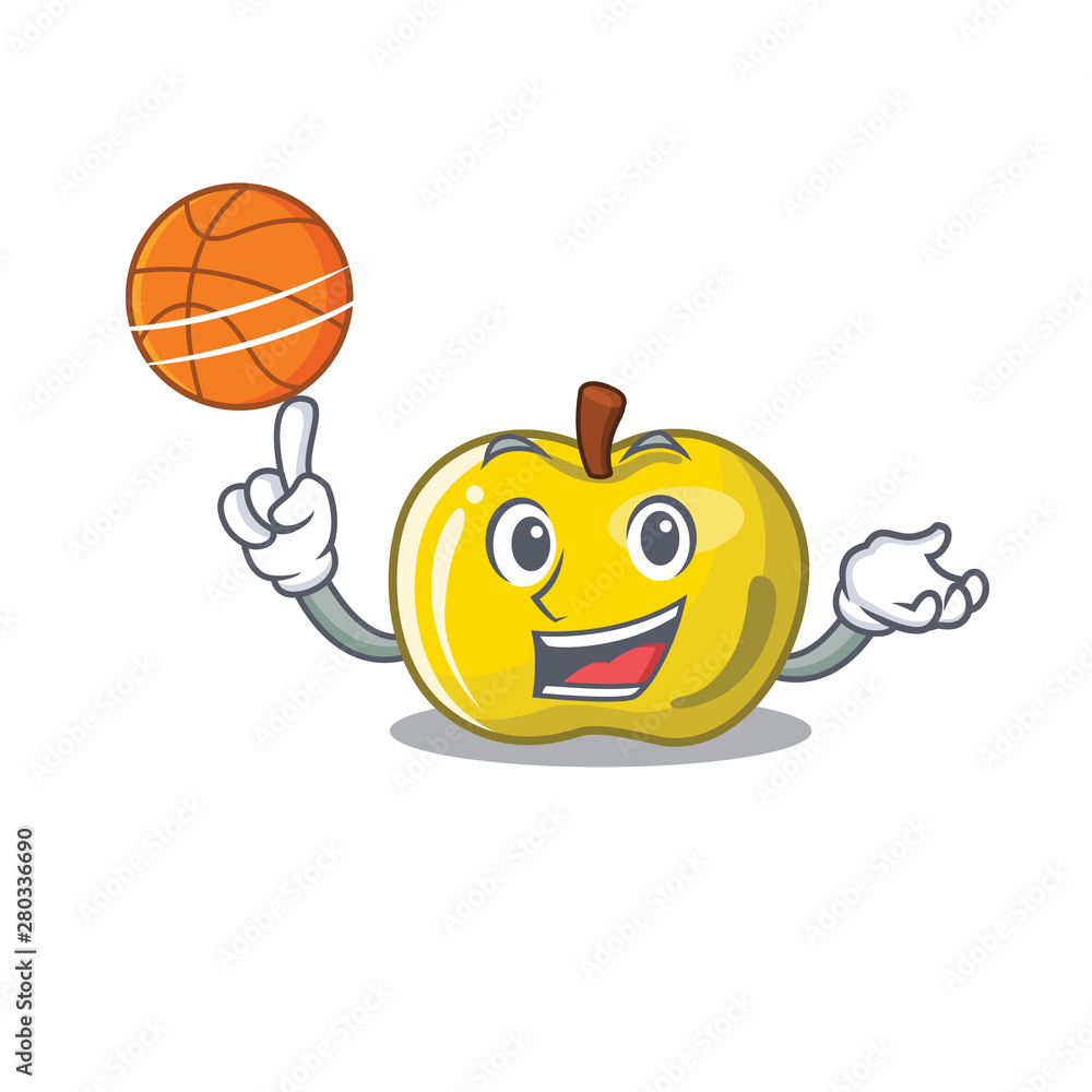 Wall mural With basketball yellow apple the slices cartoon shape