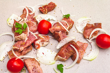 Raw pork shoulder diced