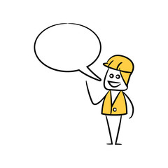 engineer with speech bubble yellow stick figure theme