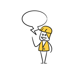 engineer with speech bubble yellow stick figure theme