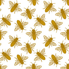 Stoffe zum Nähen Seamless Honey Bee Pattern. Endless Background.