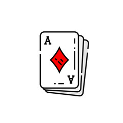 Ace of diamonds card line icon. Poker playing cards symbol. Vector illustration.