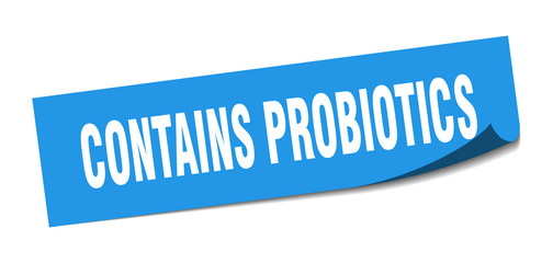 contains probiotics sticker. contains probiotics square isolated sign. contains probiotics