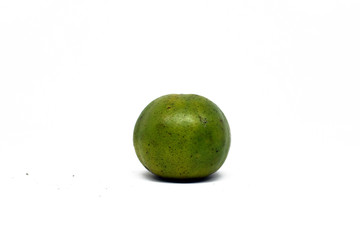Green orange isolated on white background with clipping path
