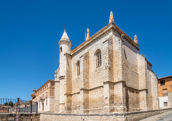 Fototapeta na wymiar View at the San Antolin Church in Tordesillas town - Spain