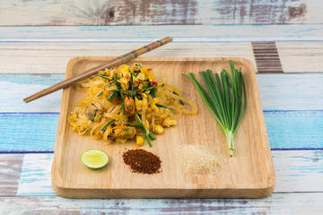 Pad Thai Mussel on white background