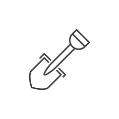 Shovel outline vector icon or design element on white background