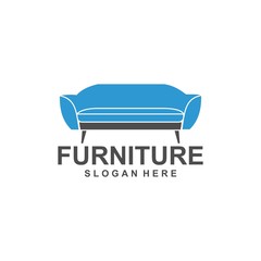 furniture logo template, interior design logotype symbol. Style line couch sofa chair icon sign