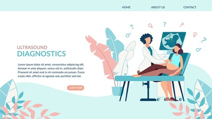 Advertising Poster Ultrasound Diagnostics Flat. 