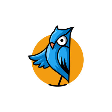 blue owl mascot cartoon logo