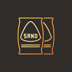 Bags with Sand vector colored outline icon or symbol on dark background