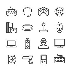 game and computer device vector line icons set © 8CONS