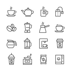shop coffee vector line icons set