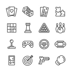 leisure and game vector line icon set