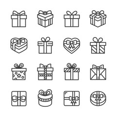 gift box vector line icons set