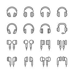 Headphone and headset outline icon set