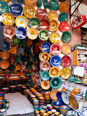 Tableware shop at Marrakesh in Morocco